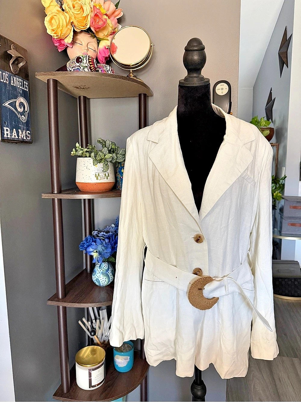 JLUX LABEL Cotton Linen Blazer Size Large NWT